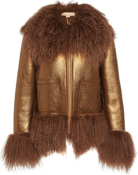 bomber michael kors|Michael Kors Collection Leather & Genuine Shearling Bomber .